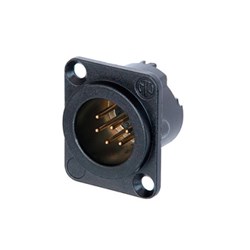 MALE 6-PIN W SOLDER TERMINALS AND LATCH WITH BLACK BODY AND GOLD PINS