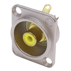 RECESSED RCA SOCKET NICKEL SHELL YELLOW INSULATOR