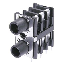 DUAL PCB JACK SOCKETS W/OUT NUTS/SCREWS, DUAL STEREO JACKS FOR CENTRE-SCREW FIXING