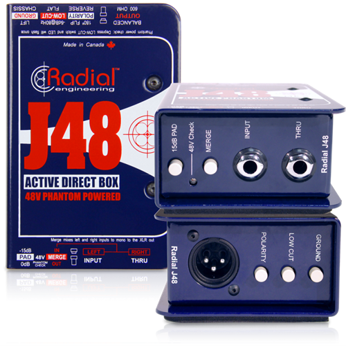 Radial J48 - Active 48V phantom powered direct box with digital switching supply 