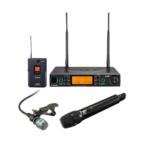 RU8012DB UHF system 2 channel 2 x handheld & 1 x belt pack TX and lapel mic 520-556 MHz