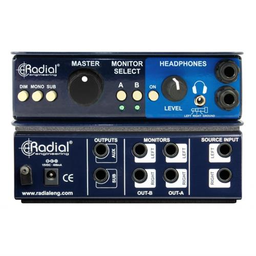 Radial MC3 - Passive monitor controller, dual output, sub control, w/ headphone amp 