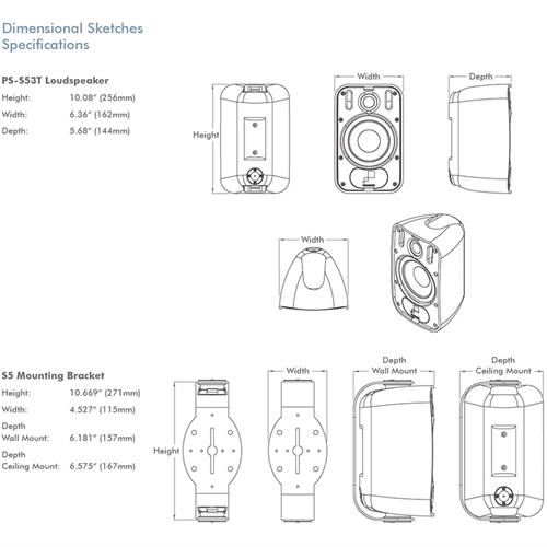 PS-S53T 5.25in Black Surface Mount Professional Series Sonance