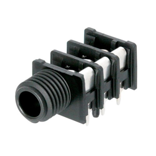 PCB-MOUNT JACK SOCKETS W/OUT NUTS, STEREO, SWITCHED, FULLY THREADED NOSE, CHASSIS GROUND