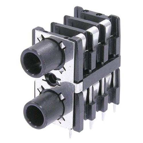 DUAL PCB JACK SOCKETS W/OUT NUTS/SCREWS, DUAL STEREO JACKS FOR CENTRE-SCREW FIXING
